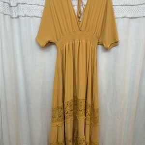 Baltic Born Mustard Lace Maxi Dress